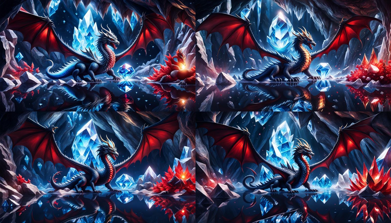 Crystal Dragon Guards Cave: Mythology Concept Art