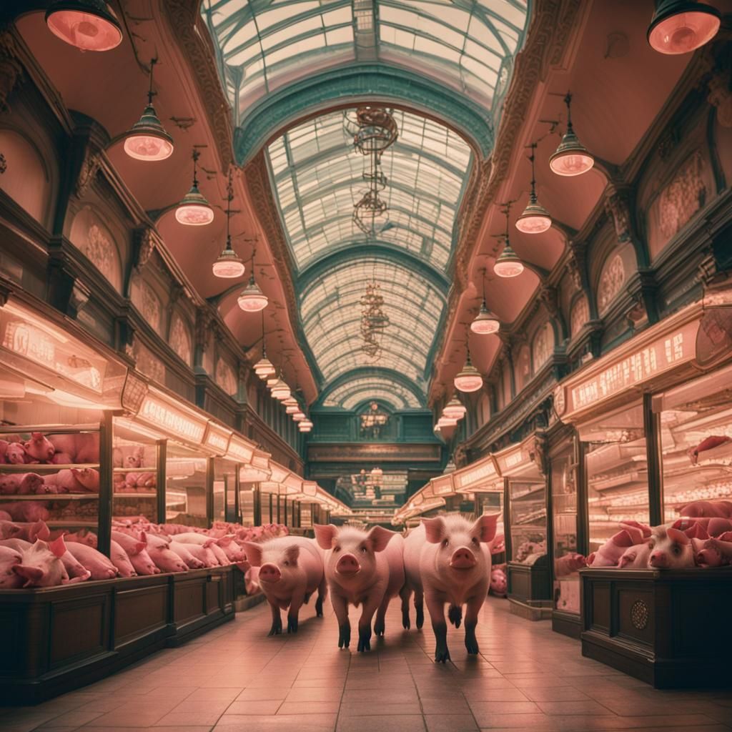 Pigs in a Fabulous Shopping Arcade
