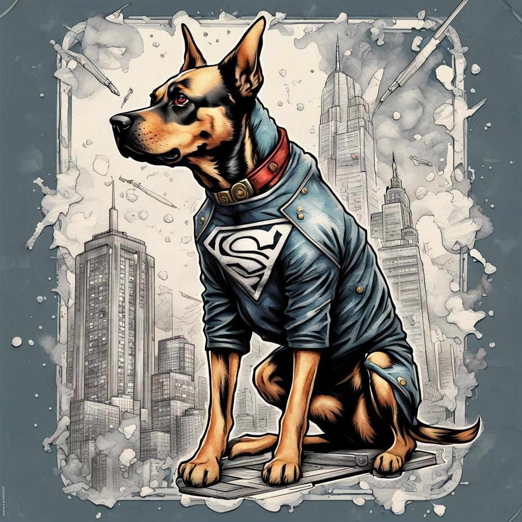 Cyberpunk DC Comic Dog Tattoo Art