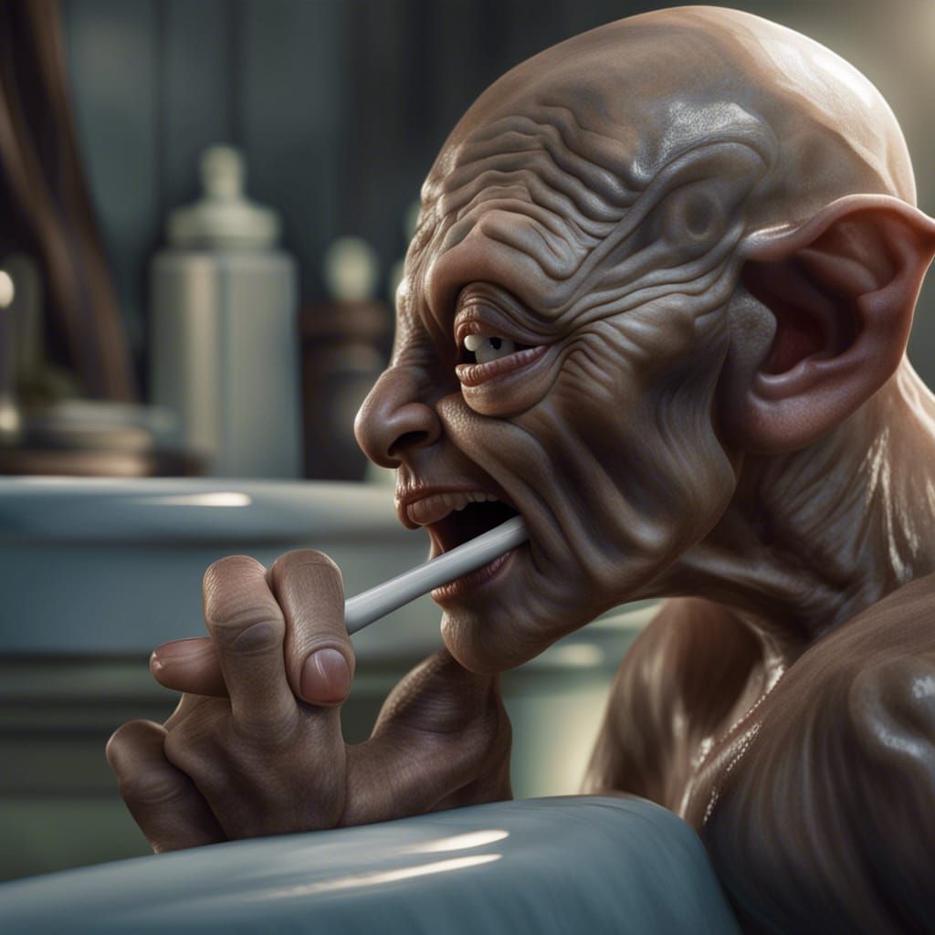 Gollum on Toilet: Hyperrealistic Concept Art
