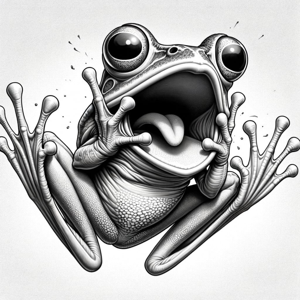 Surprised Frog Leaps With Astonishment