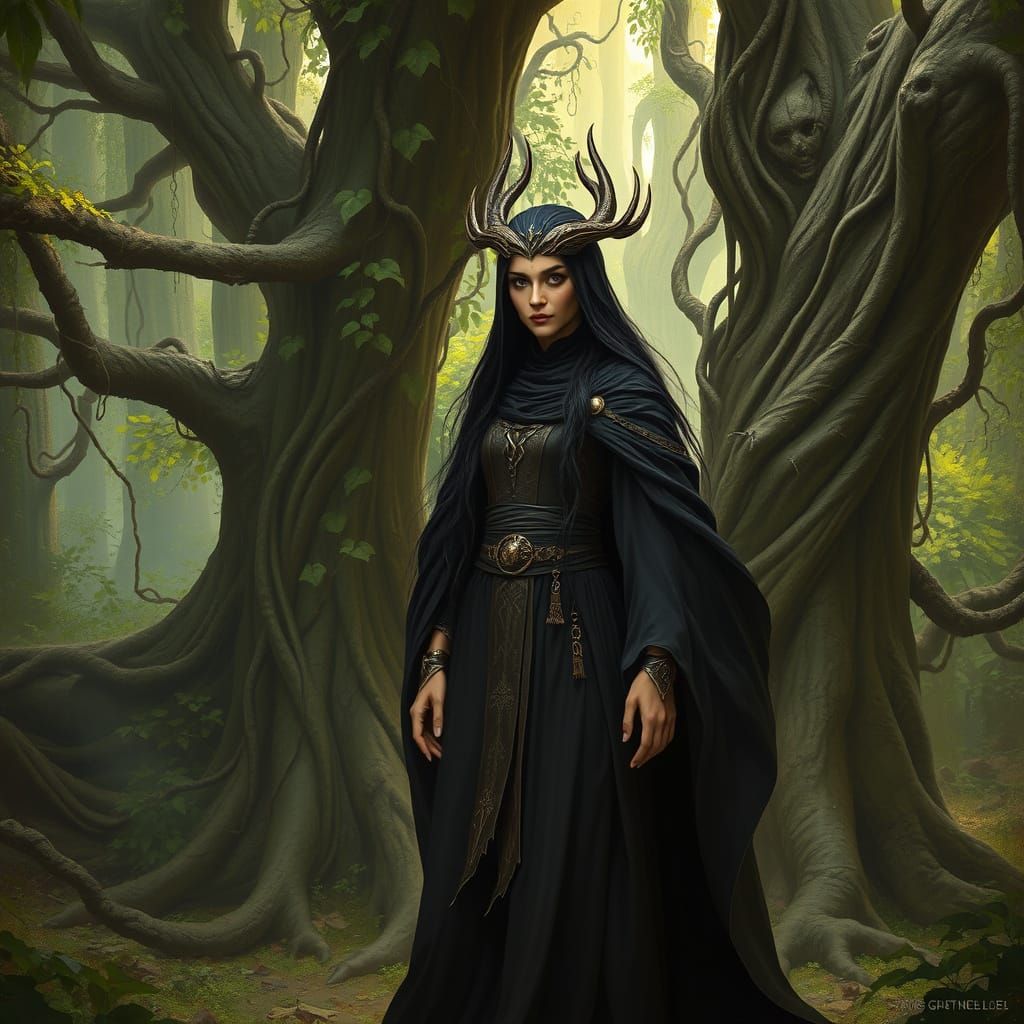 A witch in a forest