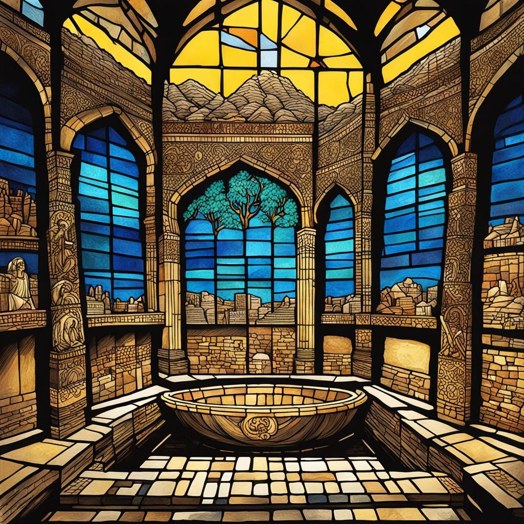 Great Bath at Mohenjo-daro in Stained Glass