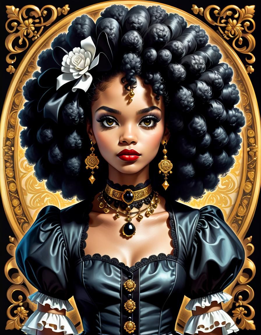 Gothic Afro Latina Baroque Pin-Up Image