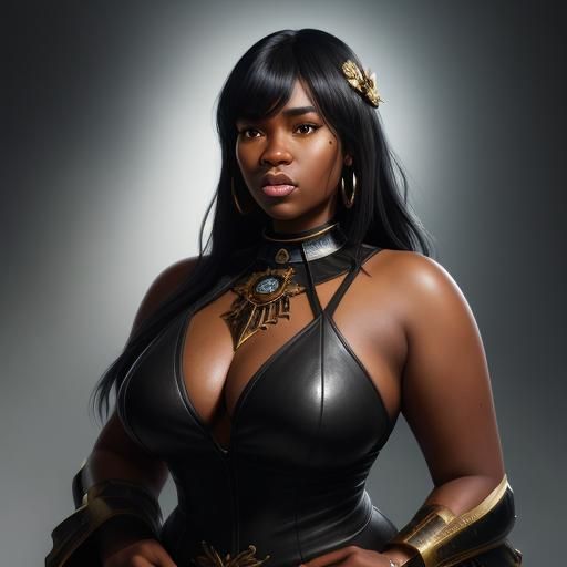 Portrait of Dark-Haired Woman in Hyperdetailed Style