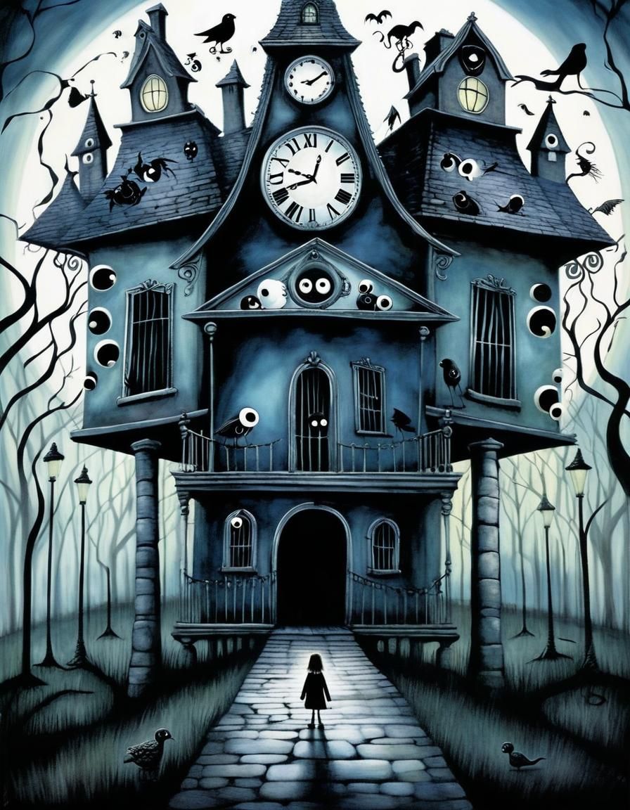 Tim Burton Style Apotheosis in Muted Colors