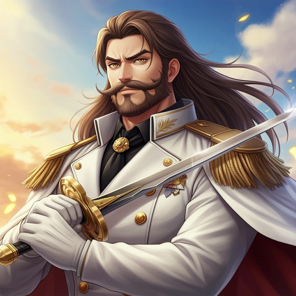 Heroic Navy Captain in Anime Style