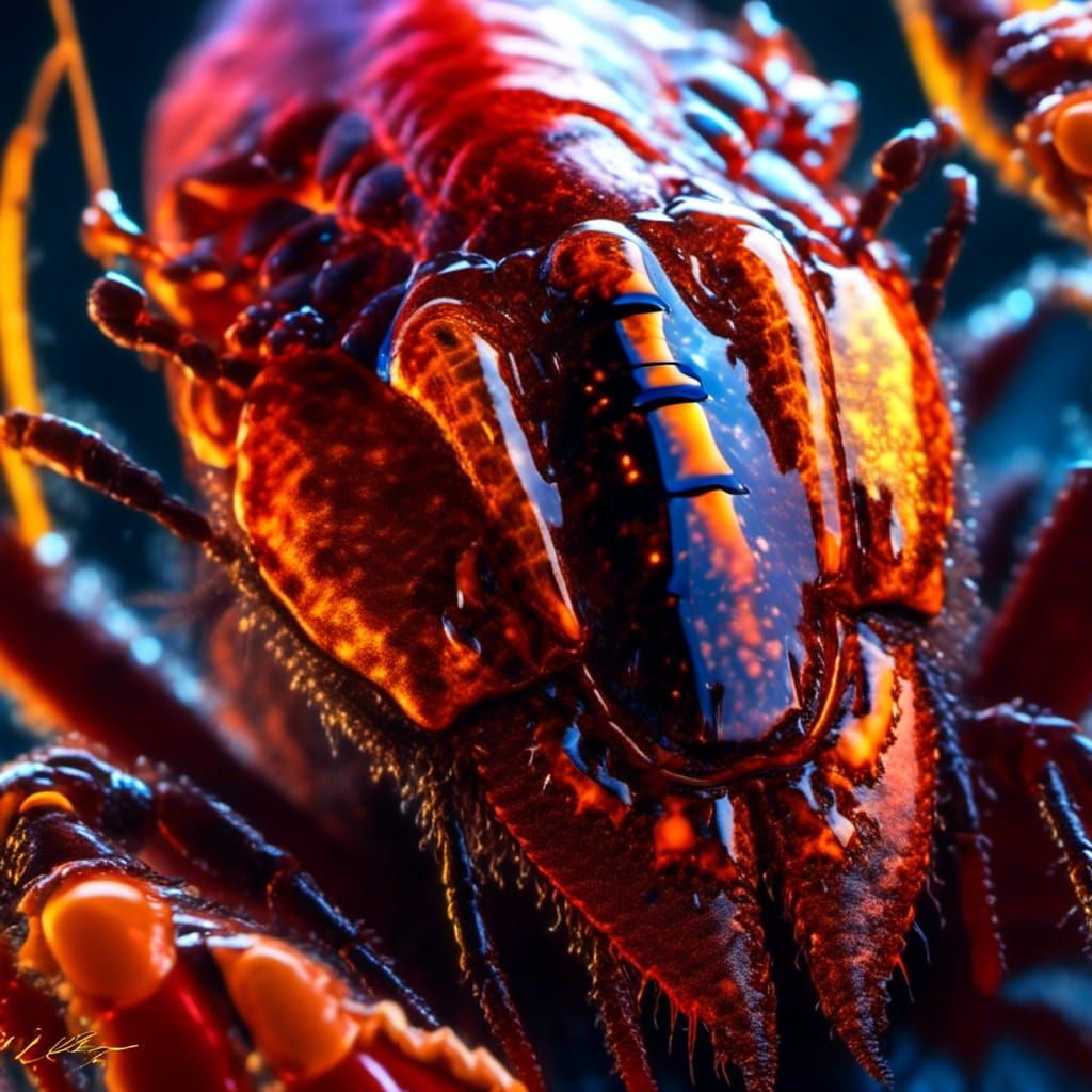 Lava Lobster Silhouette in Iris Reflection