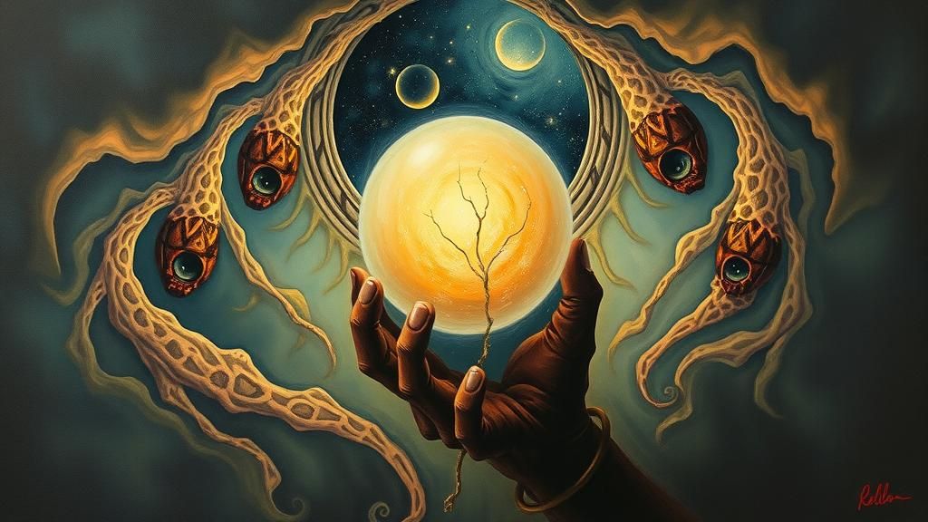 Eldritch Crystal Ball in Surrealist Dreamscape