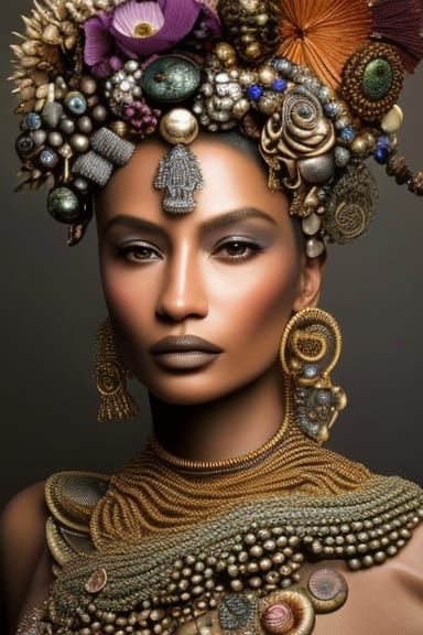 Ornate Woman's Portrait in Contemporary Digital Art Style