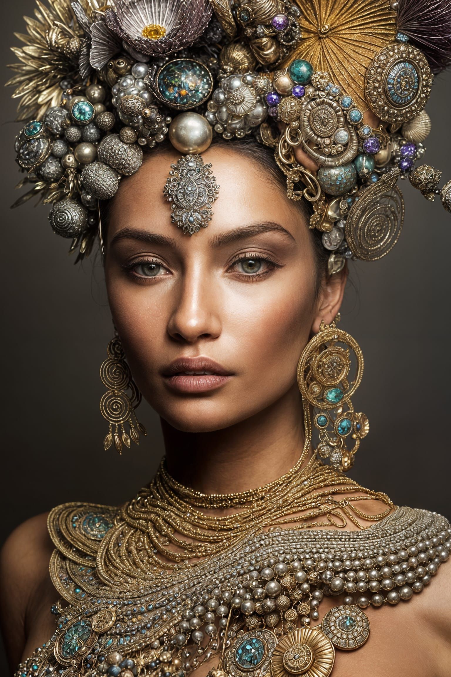 Ornate Woman's Portrait in Contemporary Digital Art Style