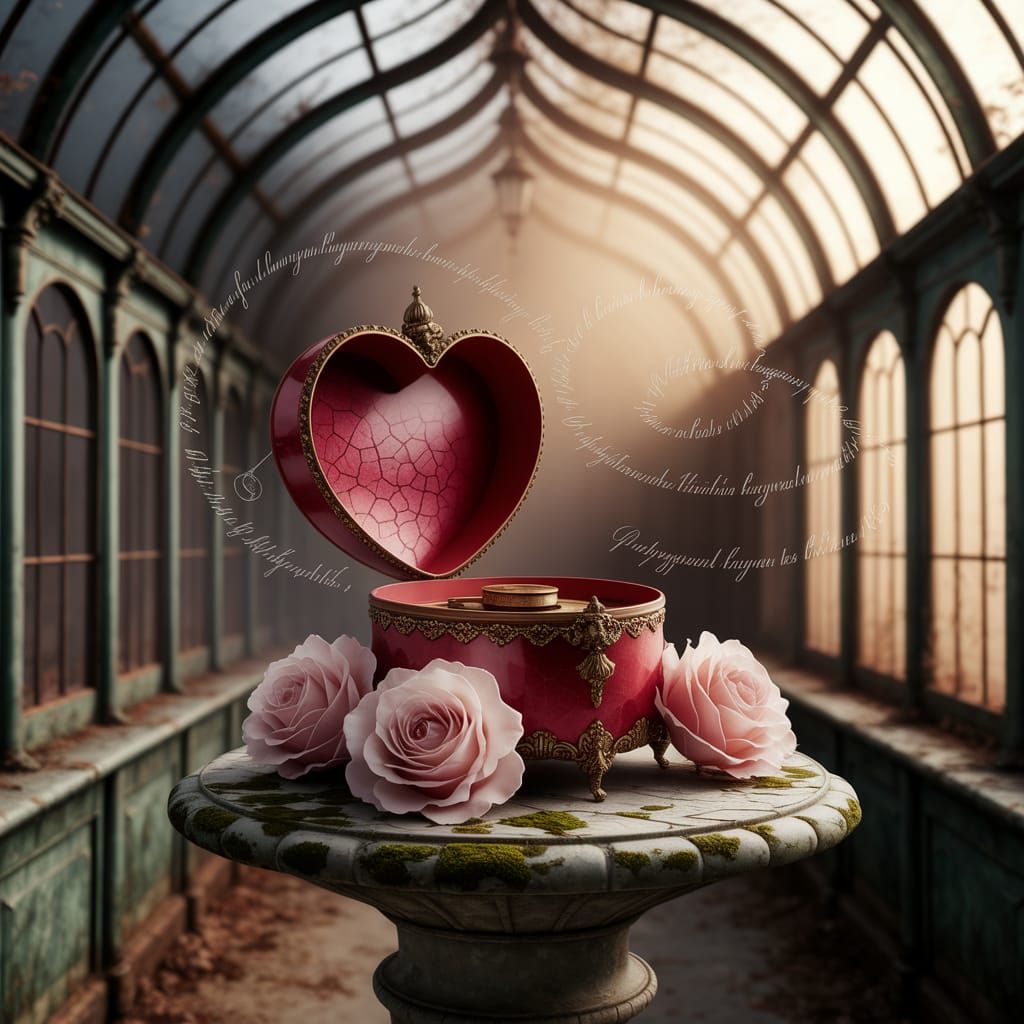 Antique Music Box in Abandoned Conservatory