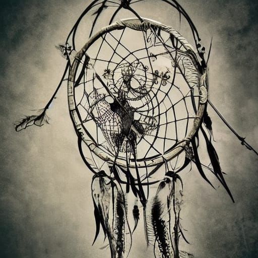 Gigeresque Biomechanical Dreamcatcher Entwined with Cherry B...