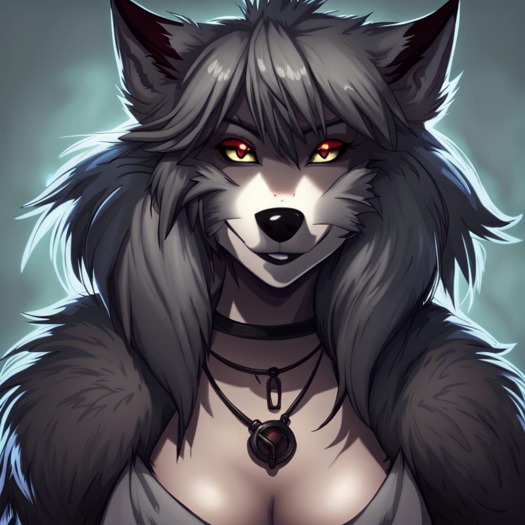 Anime Goth Female Werewolf Furry Anthro Character
