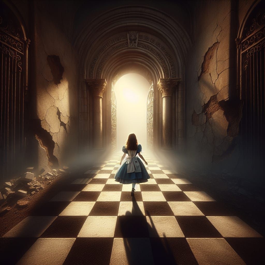 Whimsical Dystopia: Alice's Crumbling Wonderland Journey
