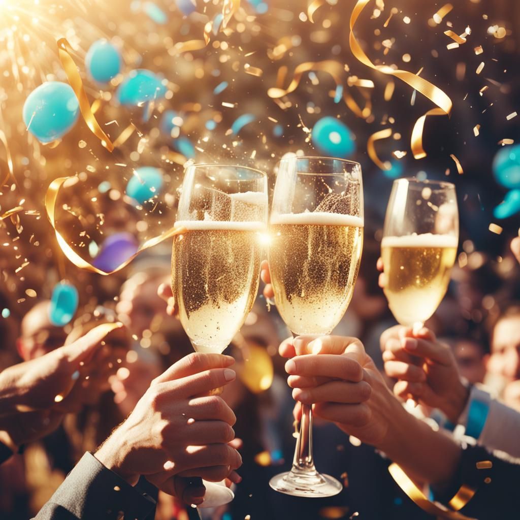 Champagne Celebration in Dreamcore Vaporwave Style