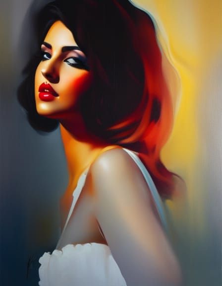 Beautiful Middle Eastern Woman Portrait in Digital Art Style