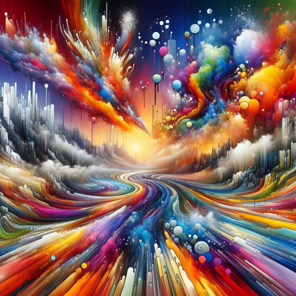Polychromatic Graffiti Dreamscape in Street Art Styles
