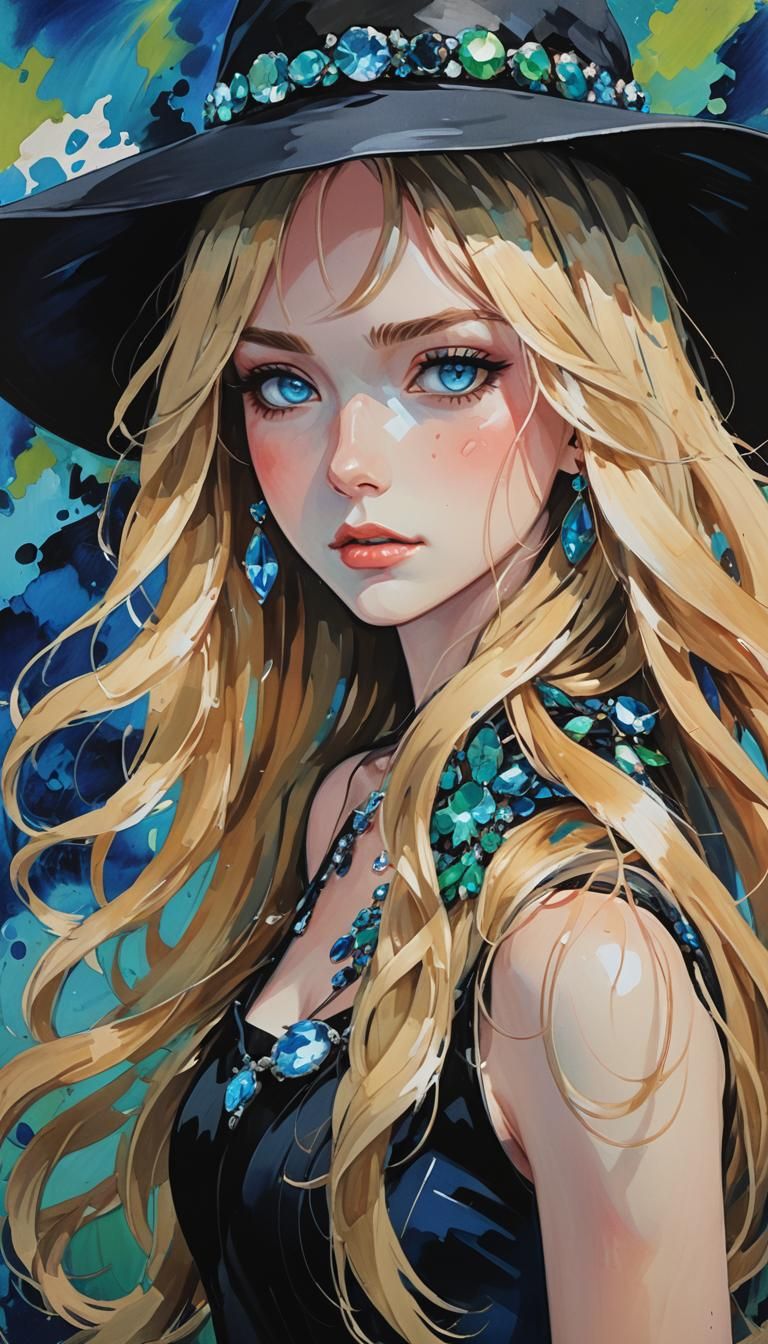 Fauvist Anime Portrait of Woman in Black