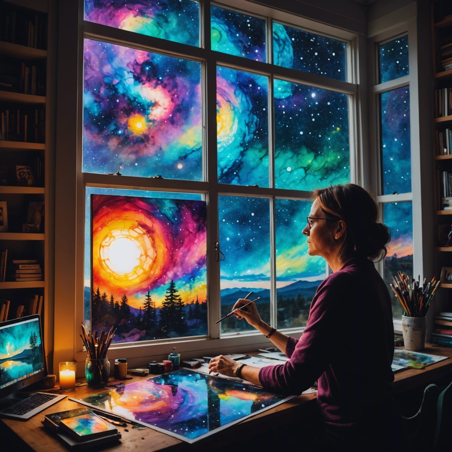 Artist's Galaxy View: Mixed Media Alcohol Ink Art