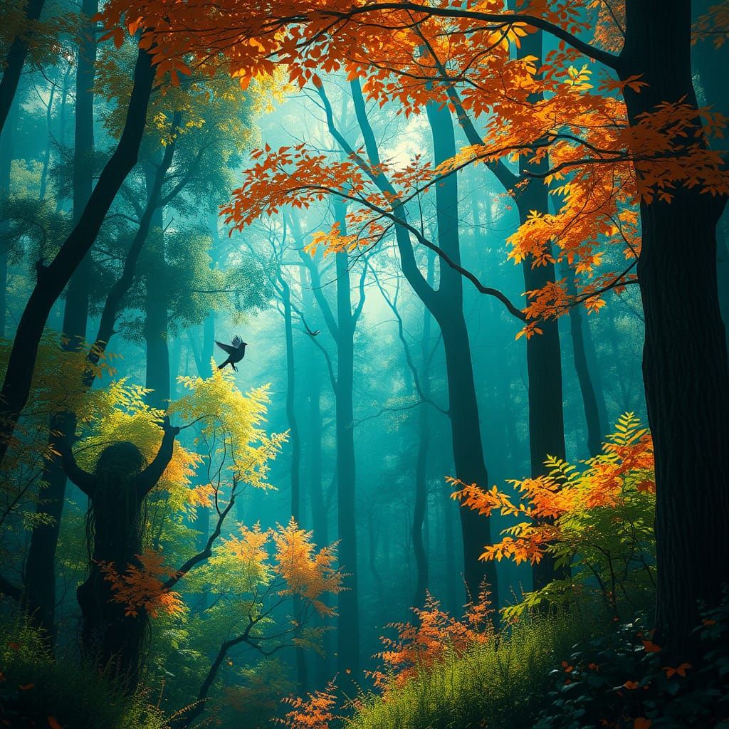 Vibrant Forest Ecosystem in Hyperdetailed Art Style
