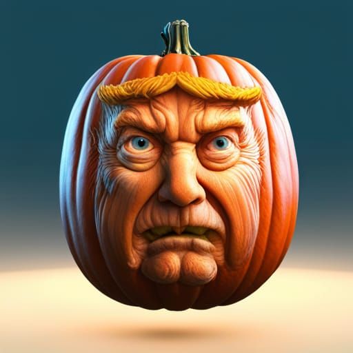 Trump Pumpkin Face: Detailed Matte Painting