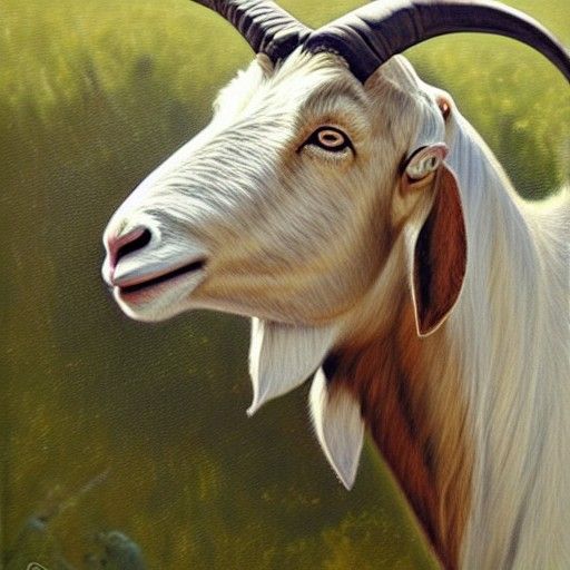 Goat Portrait in Oil Painting Style