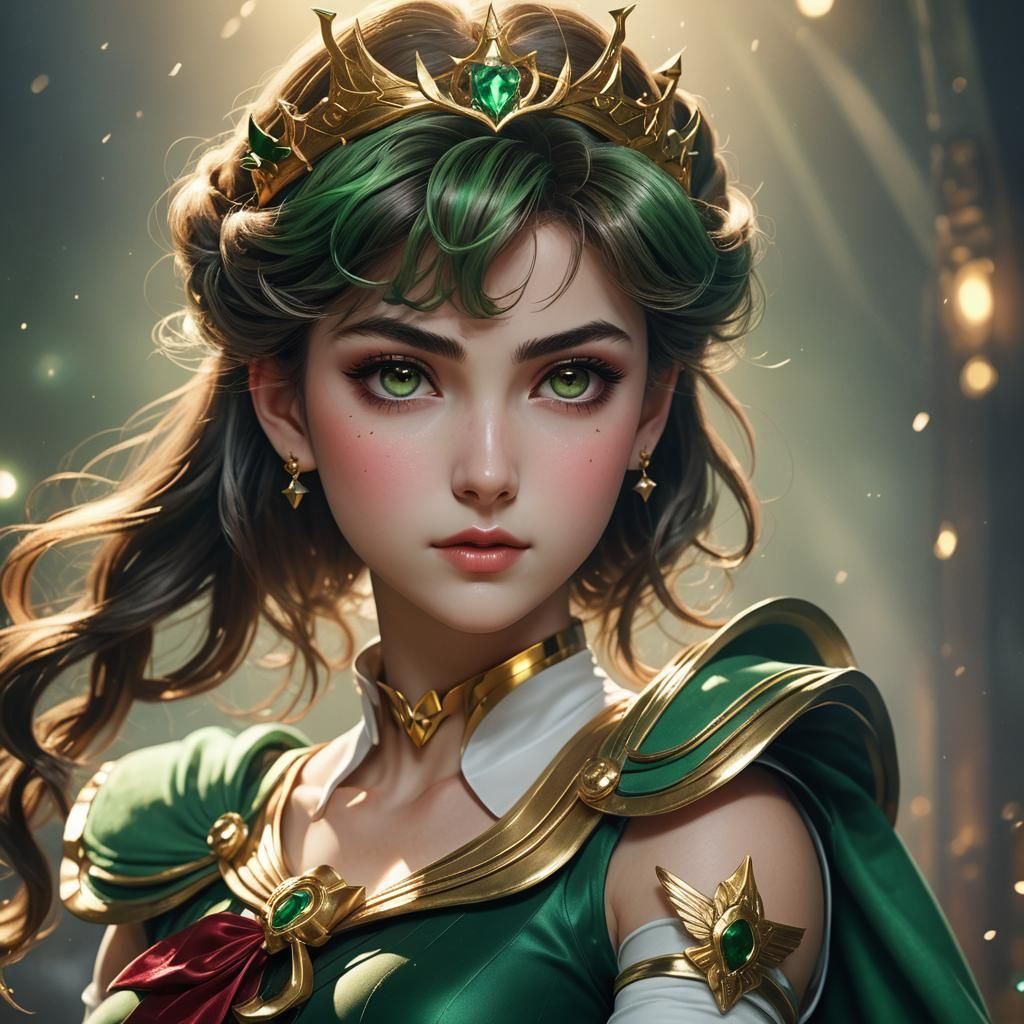 Heroic Sailor Jupiter in Hyperrealistic Digital Art