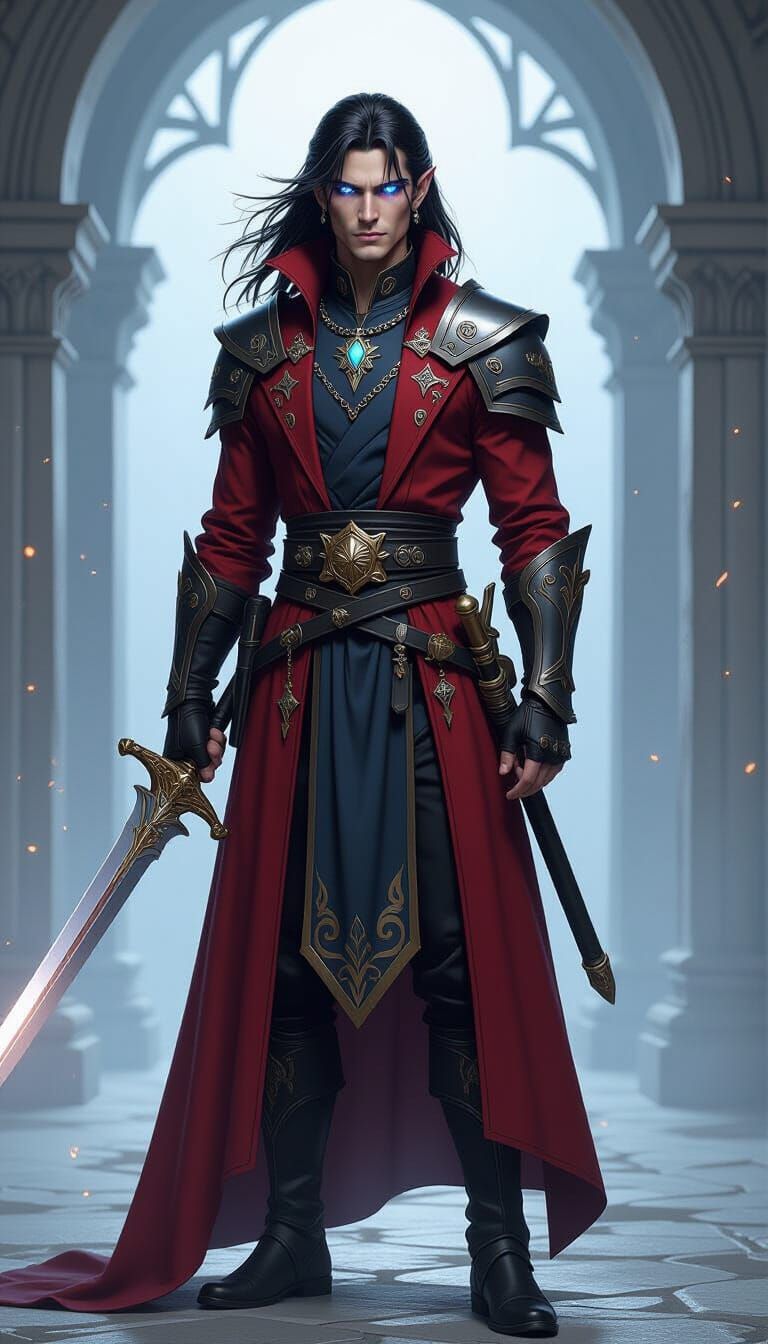 Delius Denara: Half-Elf Fighter Wizard Character Portrait