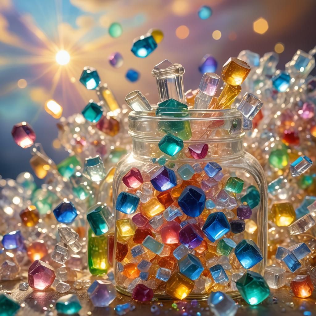 Crystallized Rainbow in Glass Bottle: Ethereal Art