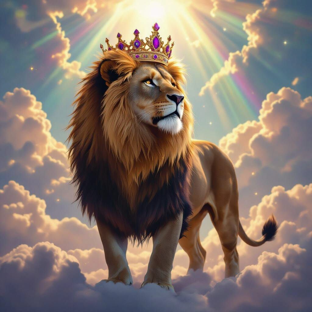Majestic Lion King Crowned in Divine Sunshine