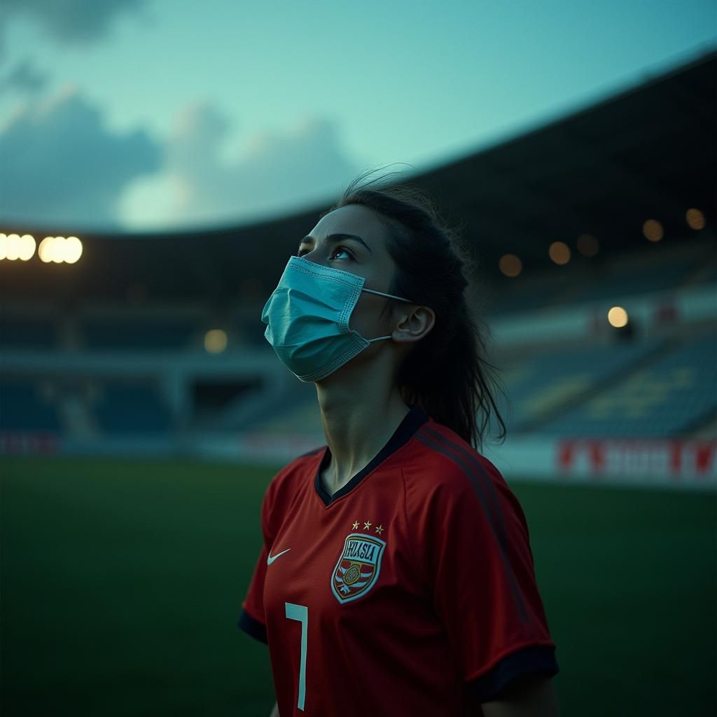 Soccer Player in Mask with Cinematic Lighting
