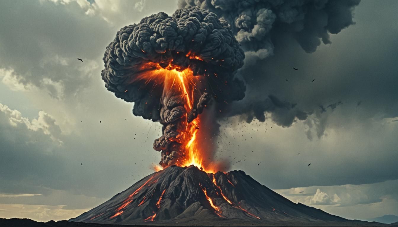 Dramatic Volcanic Eruption in Cinematic Style
