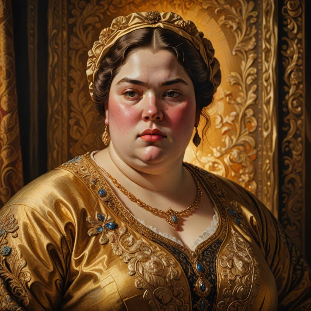 Baroque Portrait of an Obese Woman in Oil