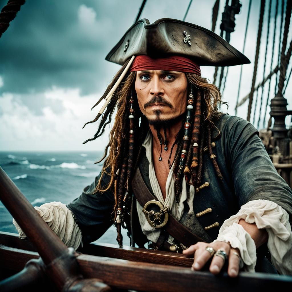 Captain Jack Sparrow/Johnny Depp at the helm (series)