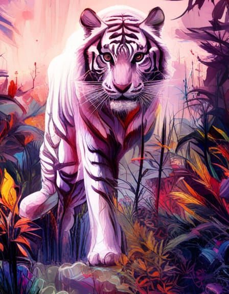 White Tiger Prowling in a See-Through Computer