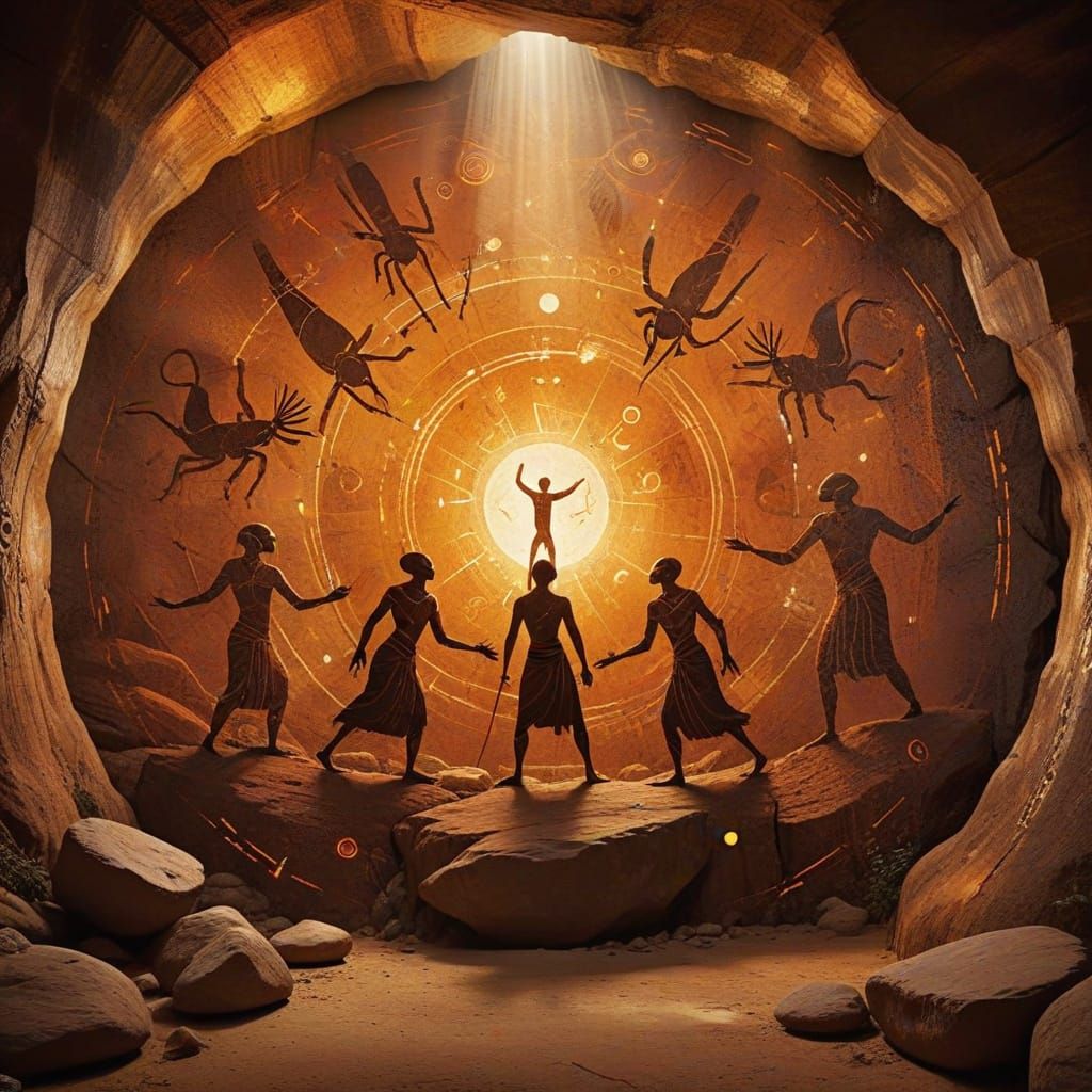 Vibrant Khoisan Art Style Digital Painting