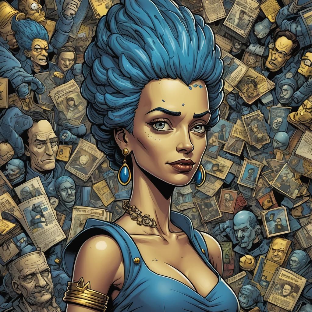 Marge Simpson in Comic Book Art Style