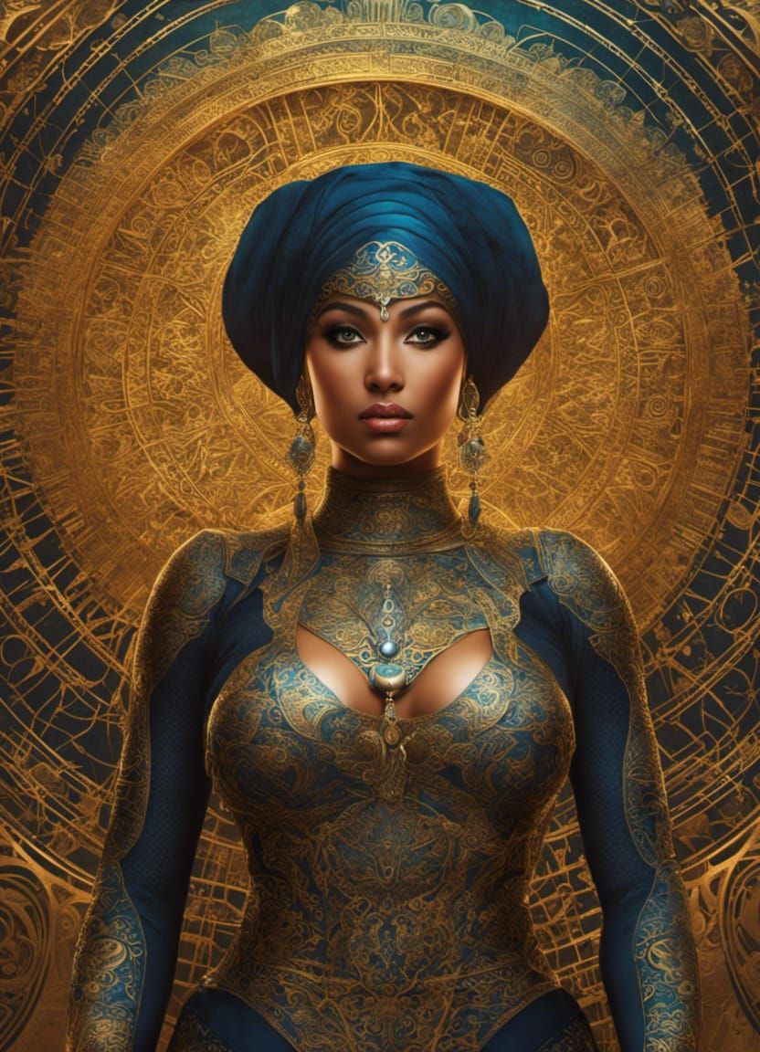 Curvy Arabic Assassin with Dagger, Digital Art