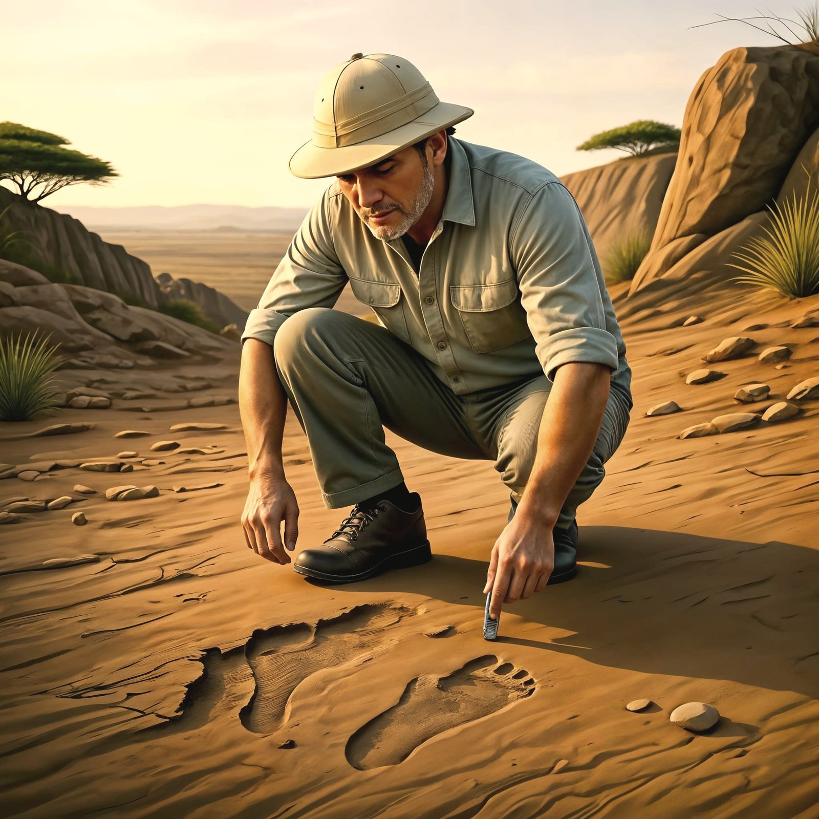 Photorealistic Footprints Symbolizing Human Evolution