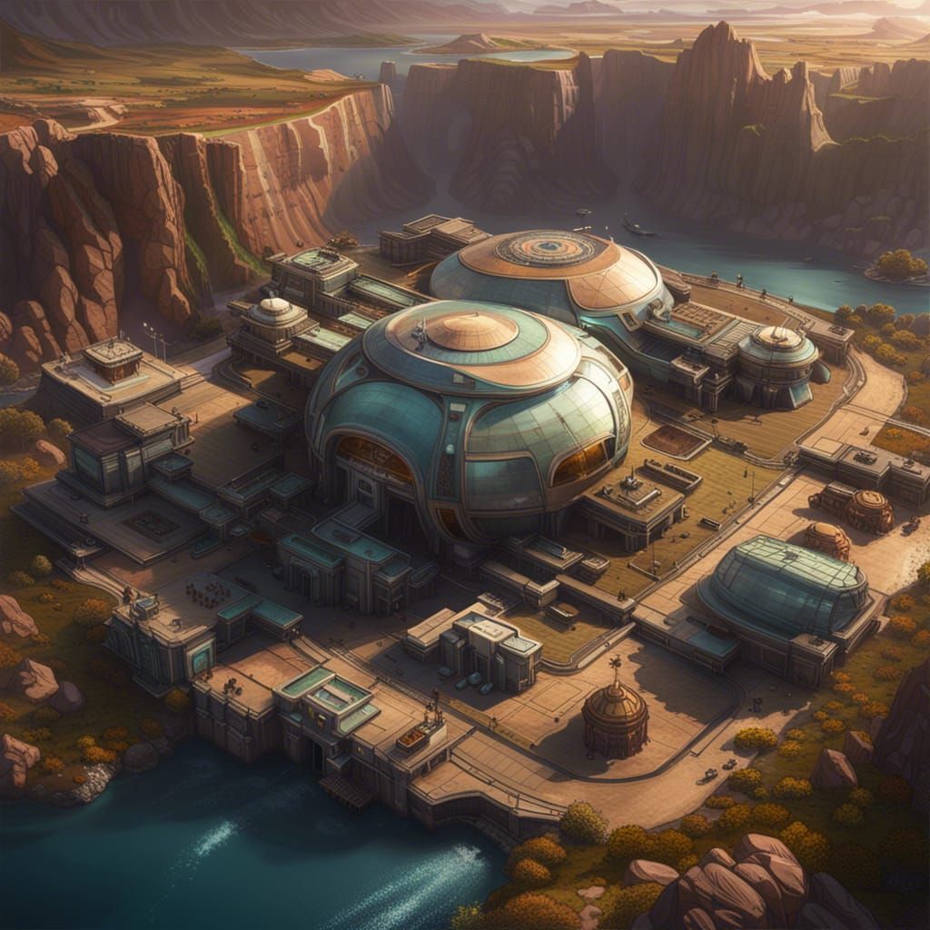Decaying Colony Cargo Spaceport Concept Art