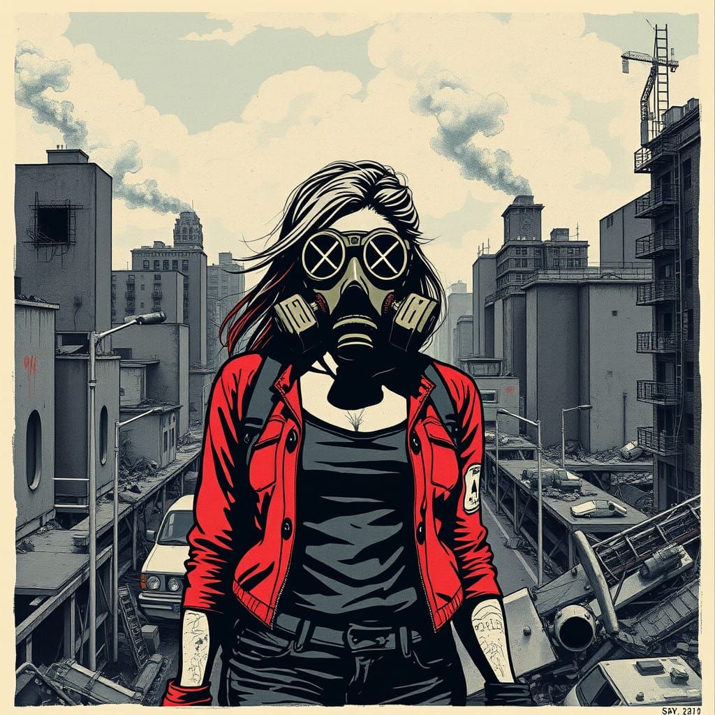 Rebel in Ruins, Stencil Graffiti Art in Urban Decay