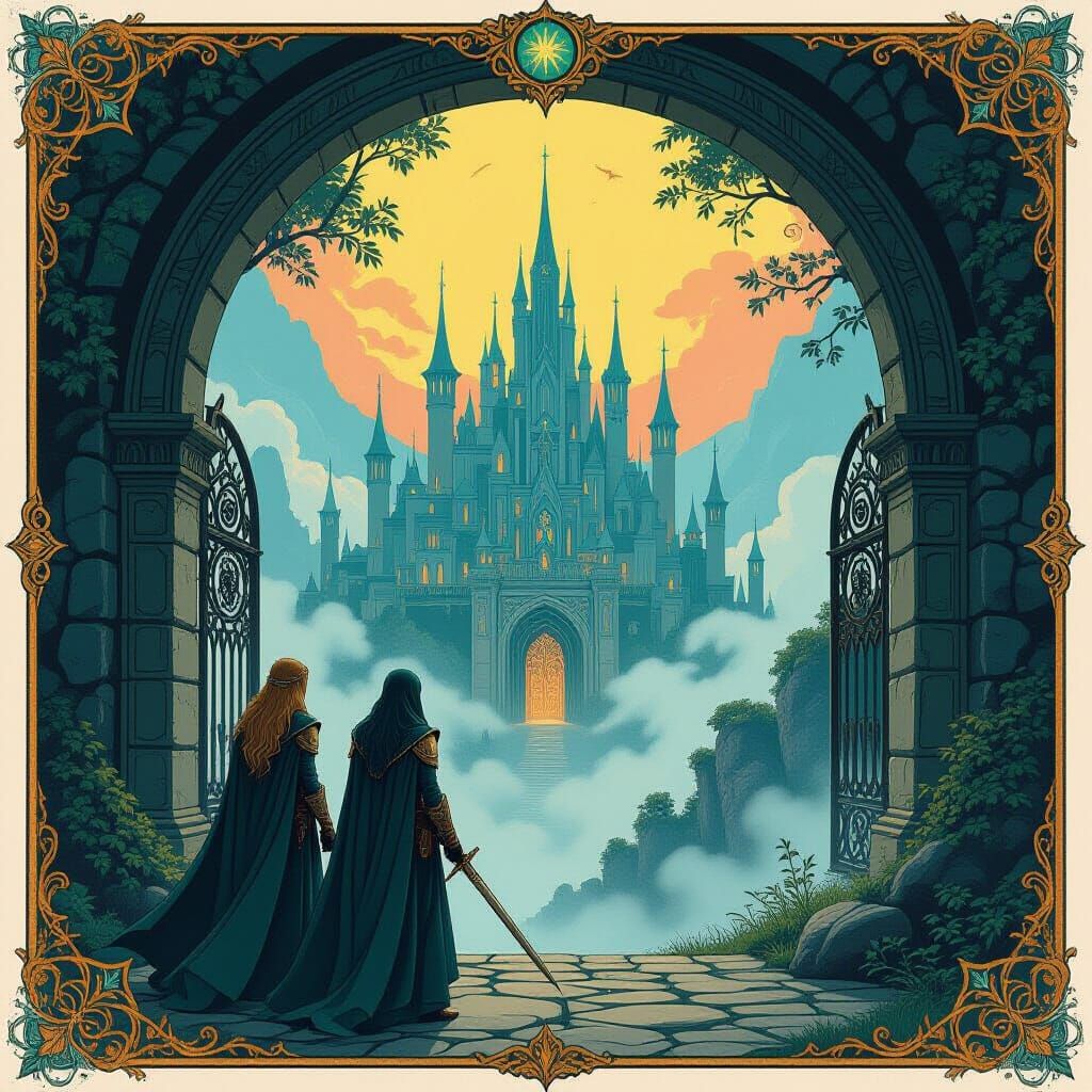 Elven Warriors Guard Hidden City Gates in Enchanted Forest