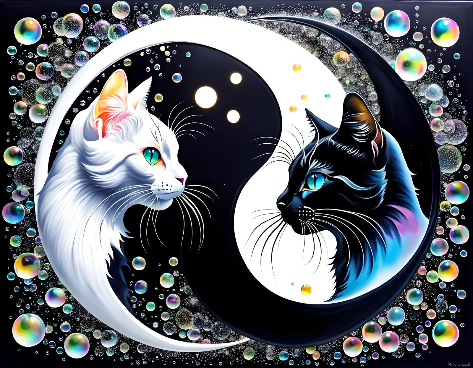Yin Yang of Cats and Soap Bubbles