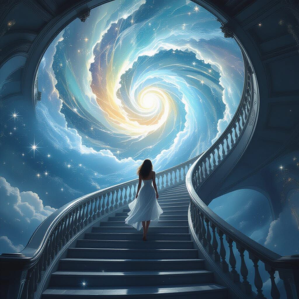 Staircase of Starlight Ascending into Knowledge Vortex