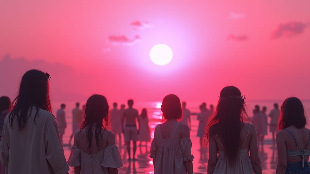 Post-Apocalyptic Sunrise: Anime Style Crowd Scene