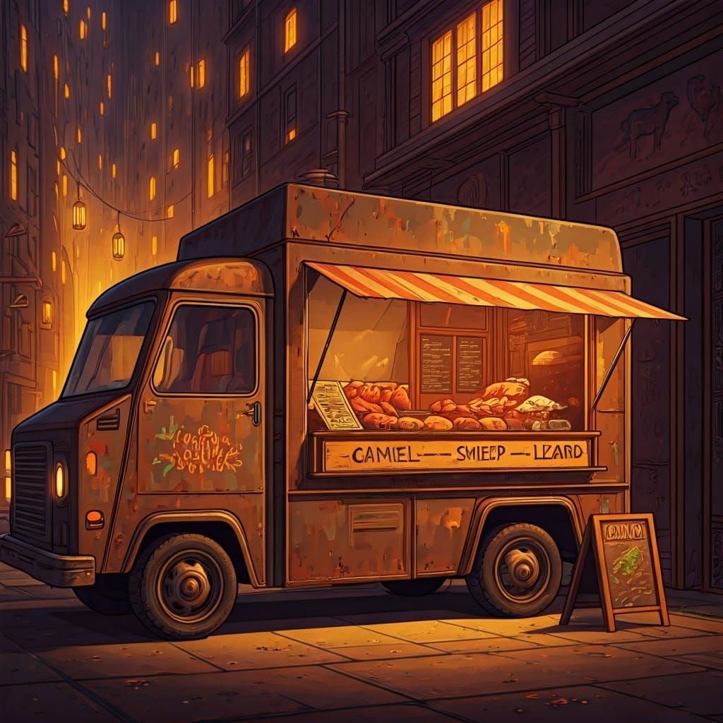 Exotic Street Food Truck Illustration