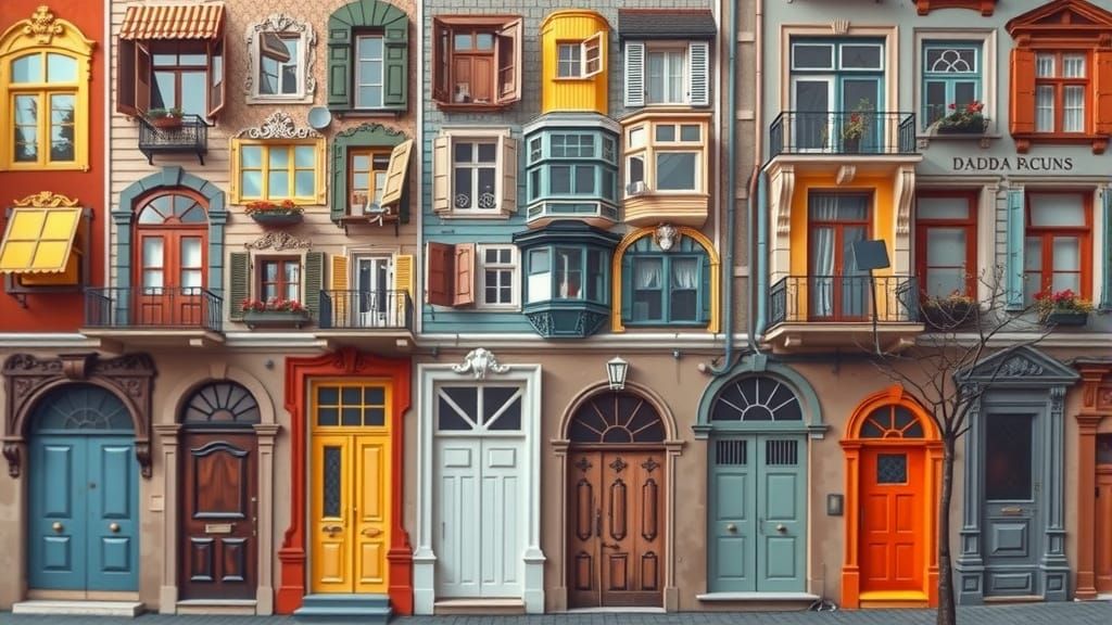 Whimsical Prague Apartment Building in Matte Painting Style
