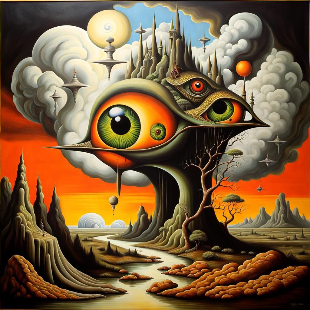 Surreal Matte Oil Painting in Surrealist Style