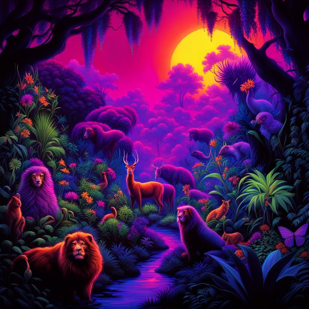Neon Garden of Eden Blacklight Portrait